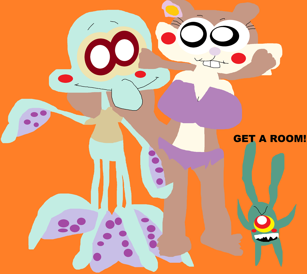 Plankton Yells Get A Room To Squidward And Sandy by Falconlobo