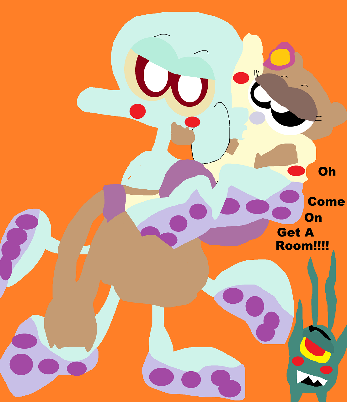 Squidward Holding And Kissing Sandy Alt by Falconlobo