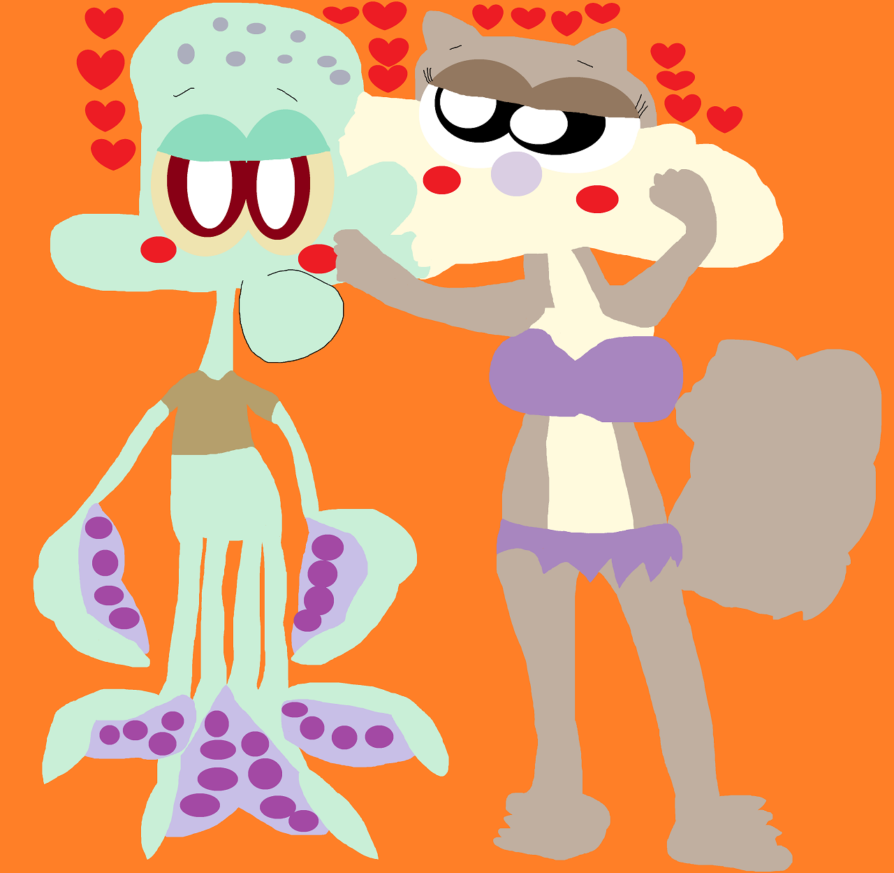 Just Another Random Squidward And Sandy Kissing by Falconlobo