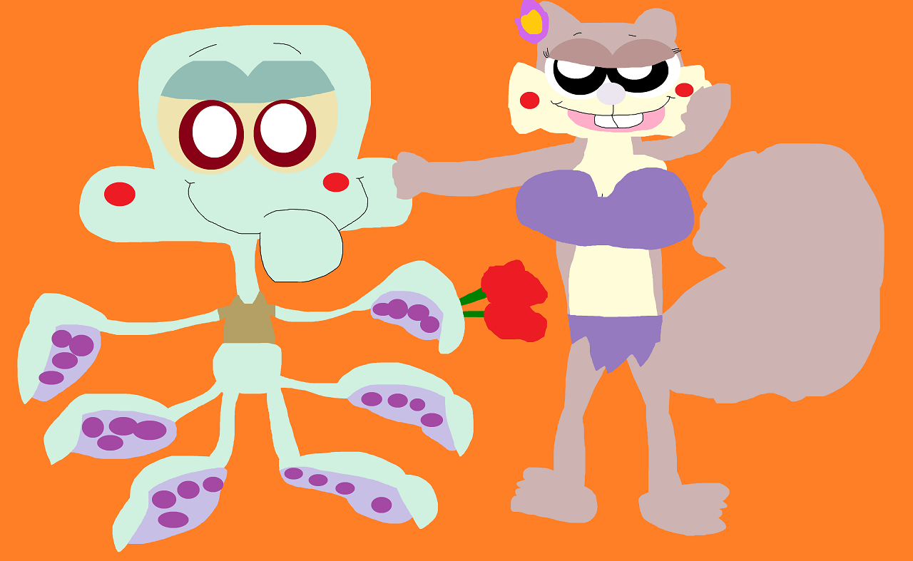 Squidward With Two Roses For Sandy by Falconlobo