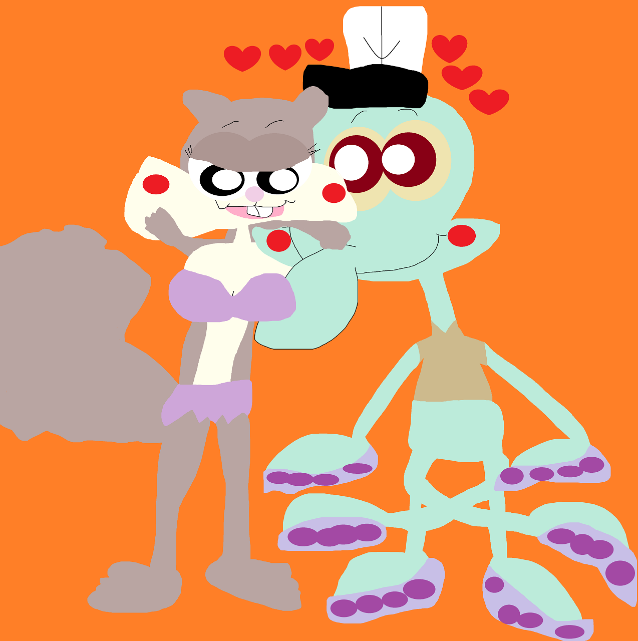 Squidward And Sandy Up Close And Personal by Falconlobo