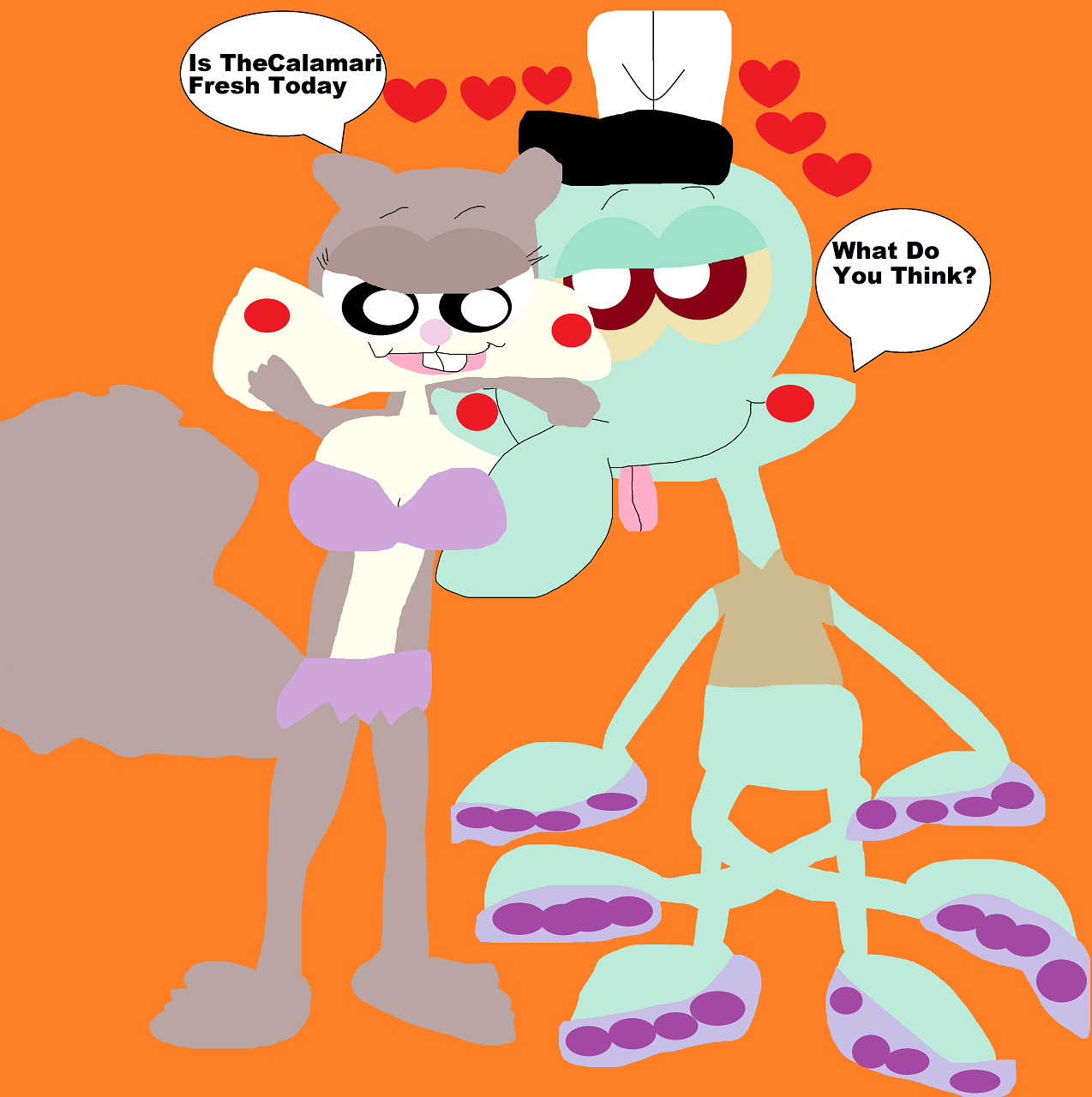 Squidward And Sandy Up Close And Personal Alt by Falconlobo