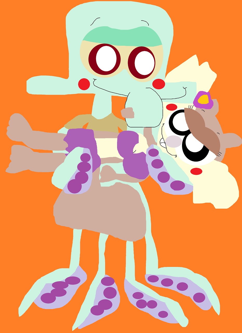 Just Squidward Holding Sandy In His Tentacles by Falconlobo