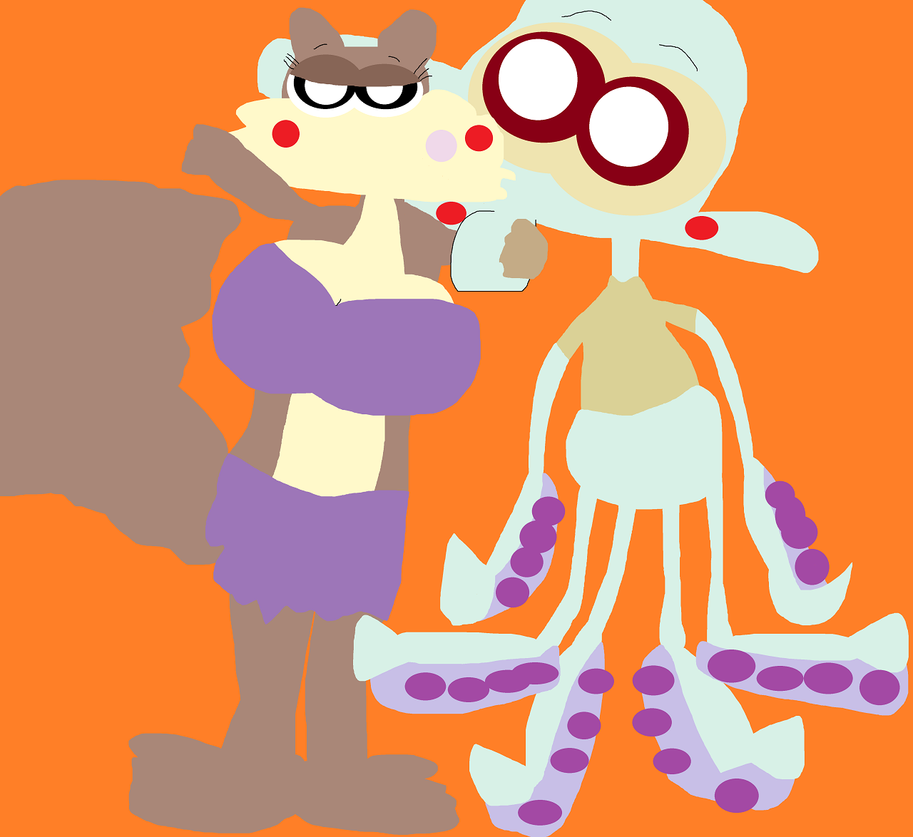 Just A Random Sandy Kissing Squiddie by Falconlobo