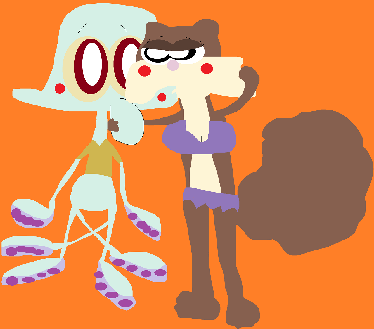 Just Another Sandy Kissing Squidward Again by Falconlobo