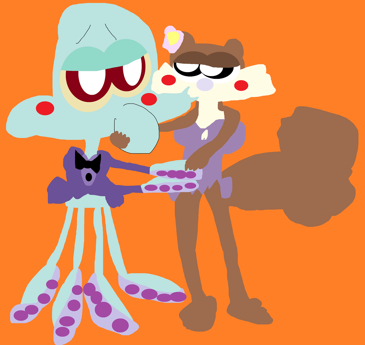 Squidward Tentacles And Sandy Cheeks Dancing Cheek To Cheek Alt by Falconlobo