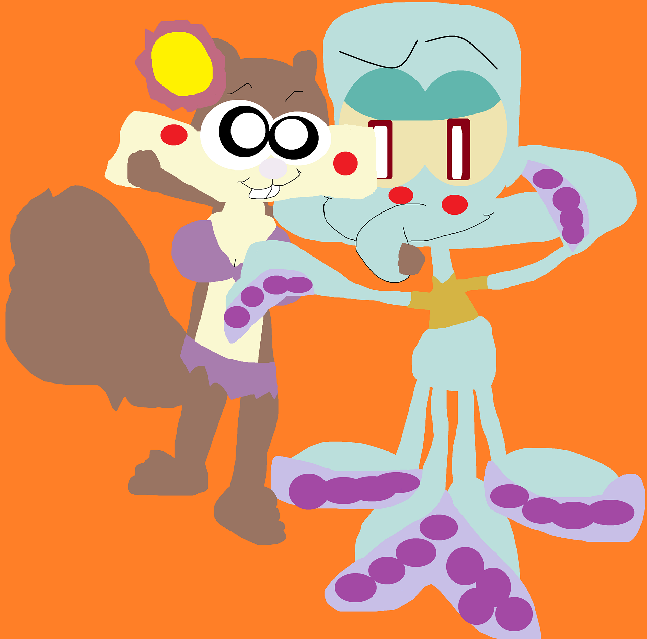 Squidward And Sandy About To Kiss^ by Falconlobo