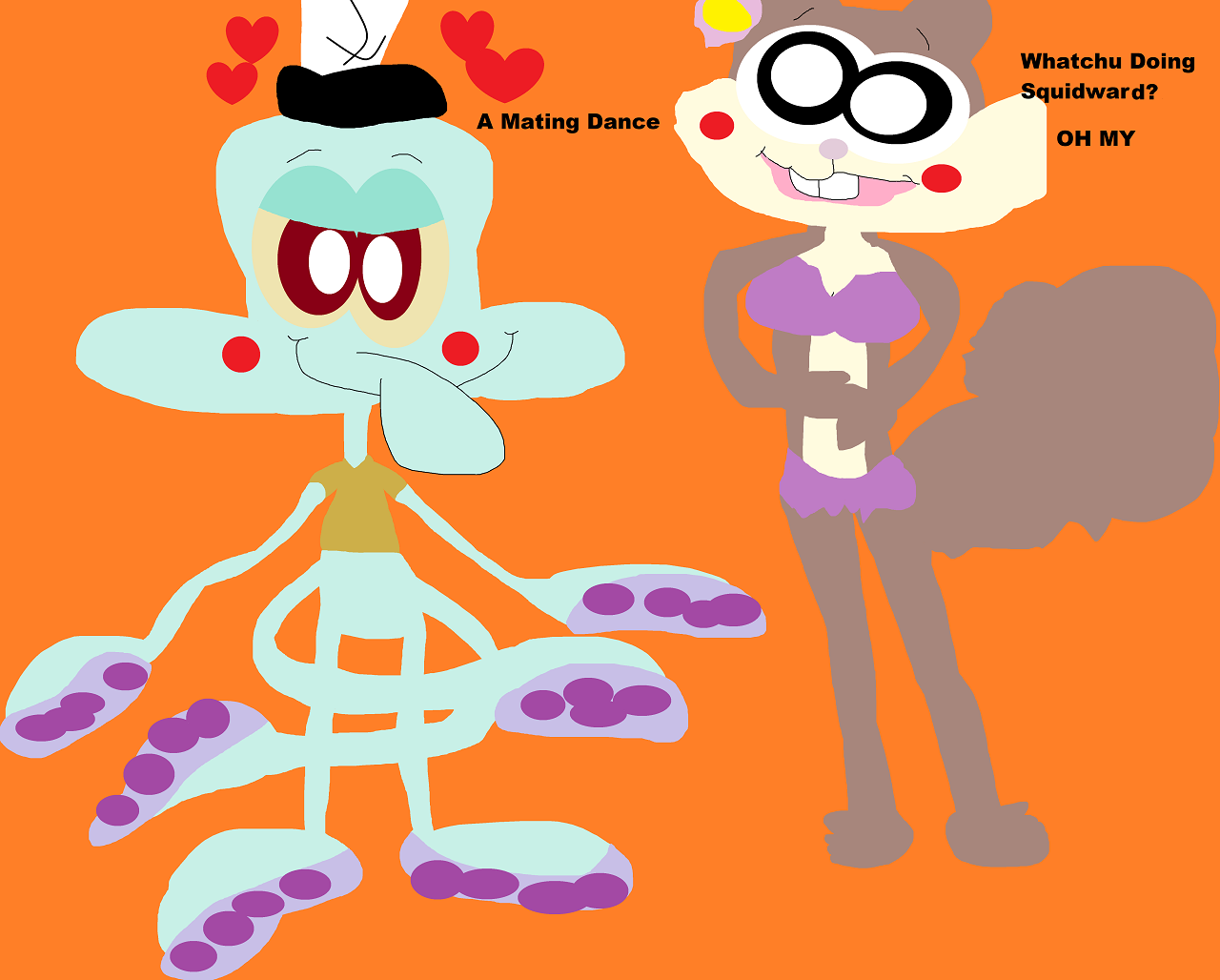 Squidward Doing A Mating Dance For Sandy^^ by Falconlobo