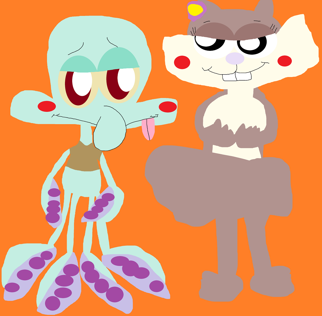 Squidward Likes Sandy's Little Cover Up by Falconlobo