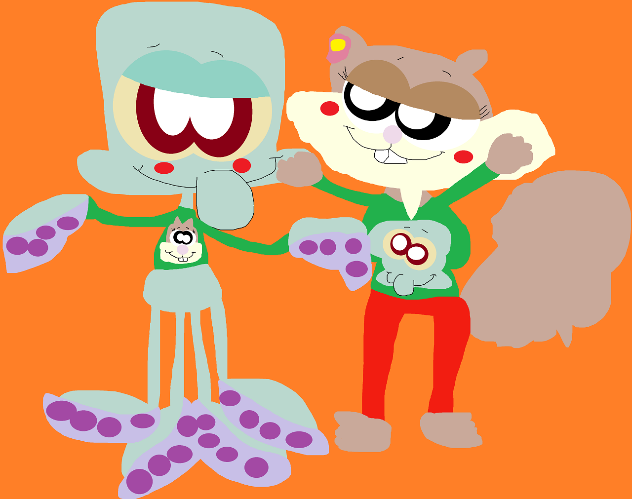 Cute Xmas Sweaters For Squidward And Sandy by Falconlobo