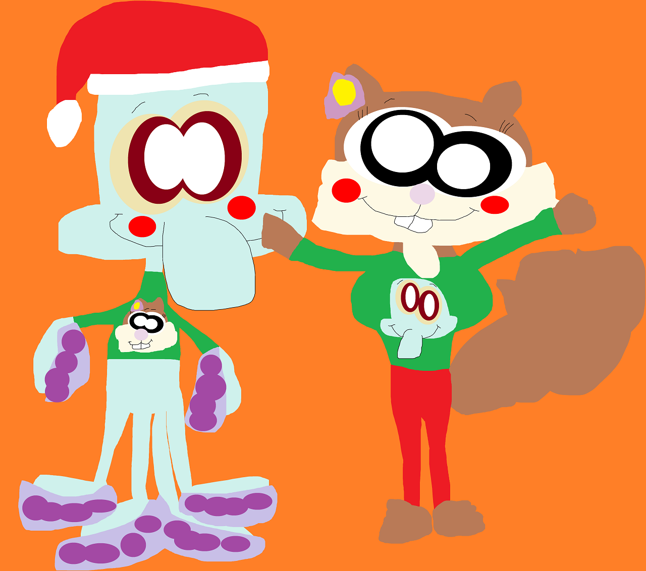 Cute Xmas Sweaters For Squiddie And Sandy Again by Falconlobo