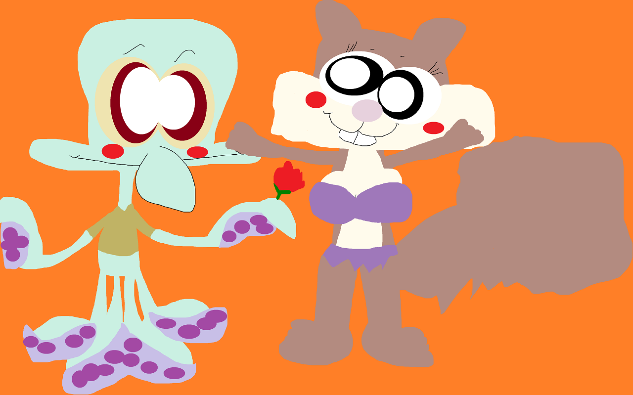 Chibi Squidward With A Rose For Sandy by Falconlobo