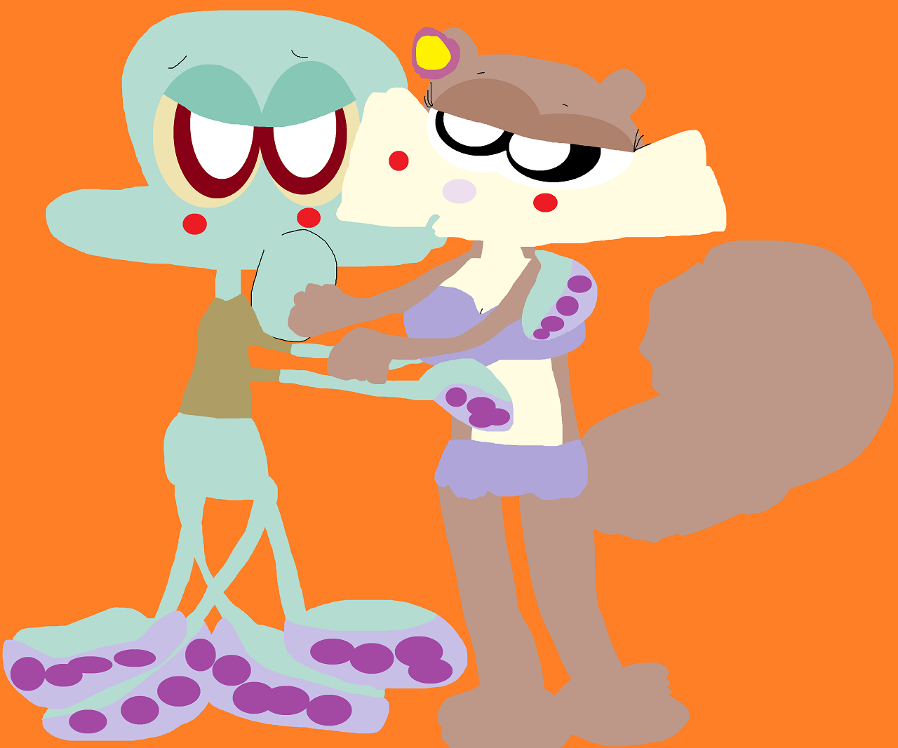 Squidward And Sandy Kissing by Falconlobo