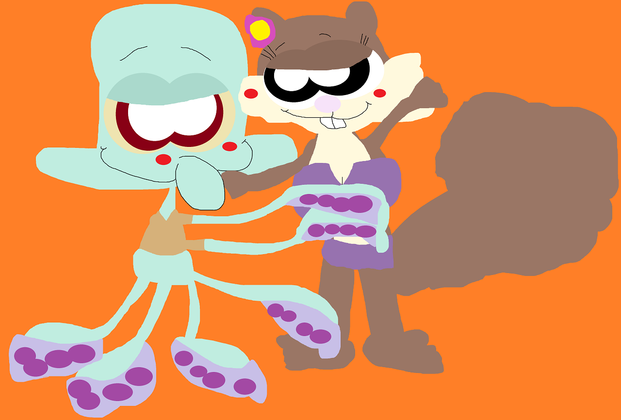 Squidward The Frisky Octopus And Sandy by Falconlobo