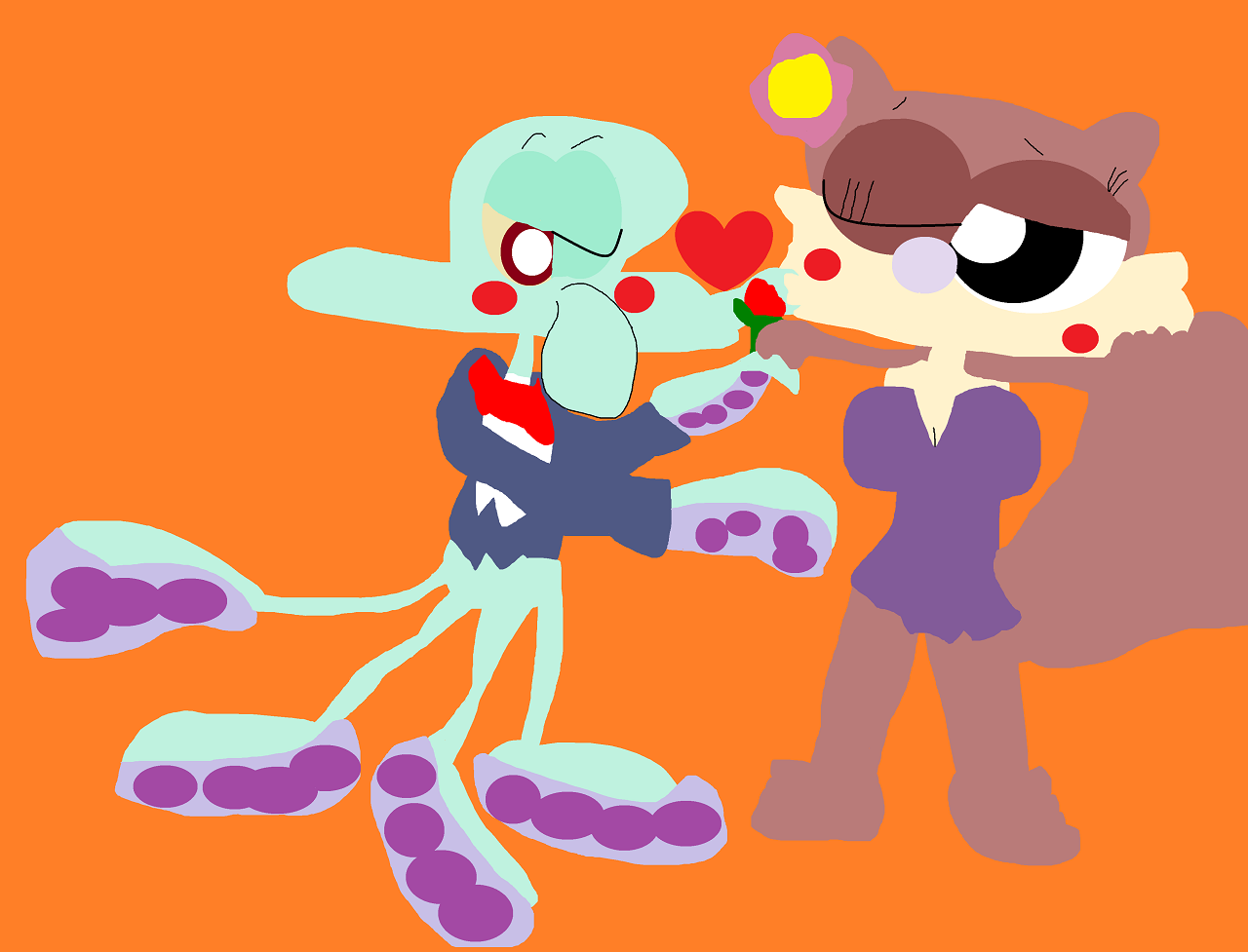 Squidward And Sandy Dancing And Winking Alt by Falconlobo