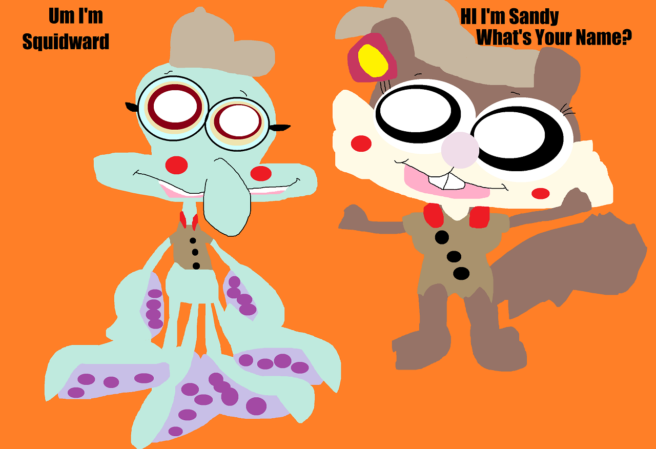 Random Squidward Meeting Sandy At Camp by Falconlobo