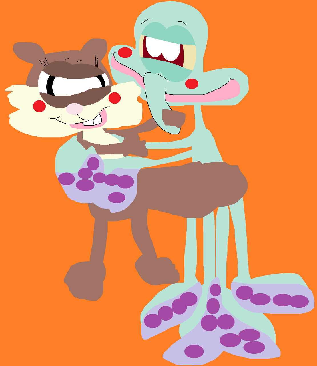 Squidward And Sandy Ready For Action by Falconlobo