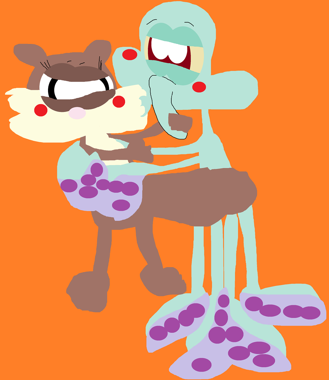 Squidward And Sandy Ready For Action Alt by Falconlobo