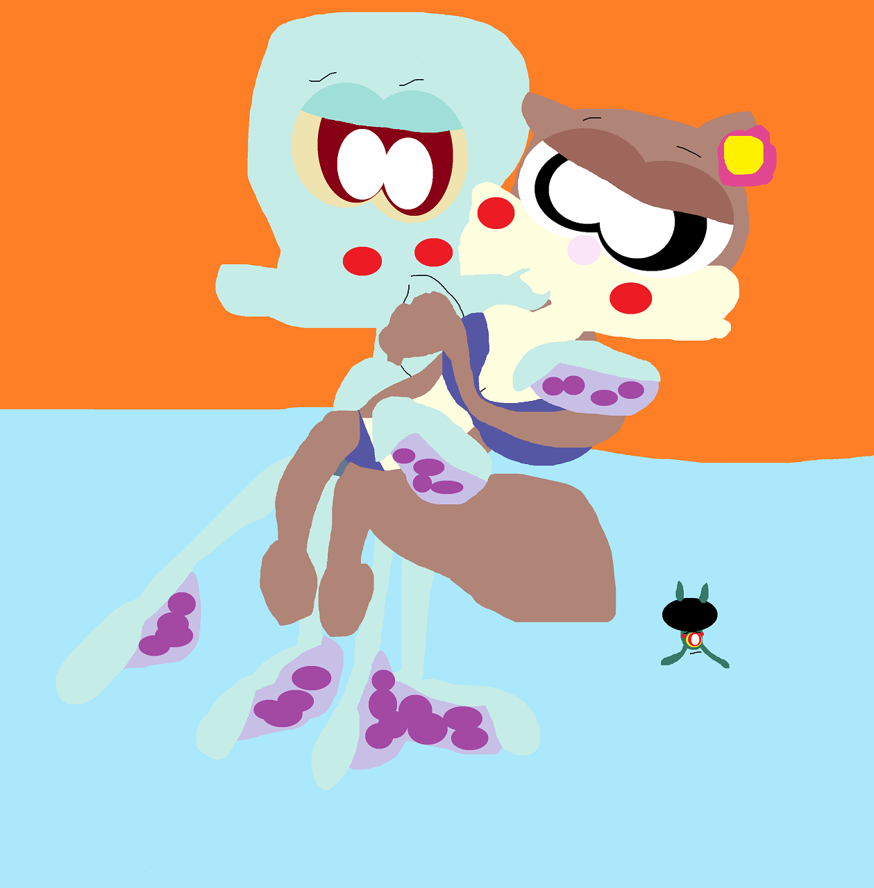 Squidward And Sandy Kissing In Water by Falconlobo