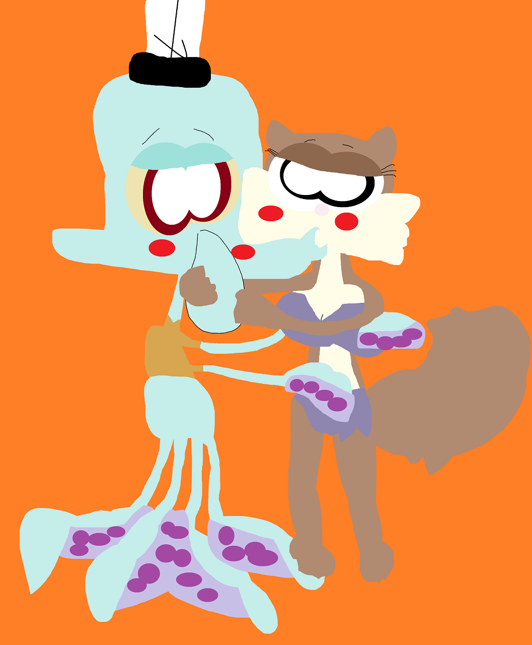 Just Squidward And Sandy Kissing Again by Falconlobo
