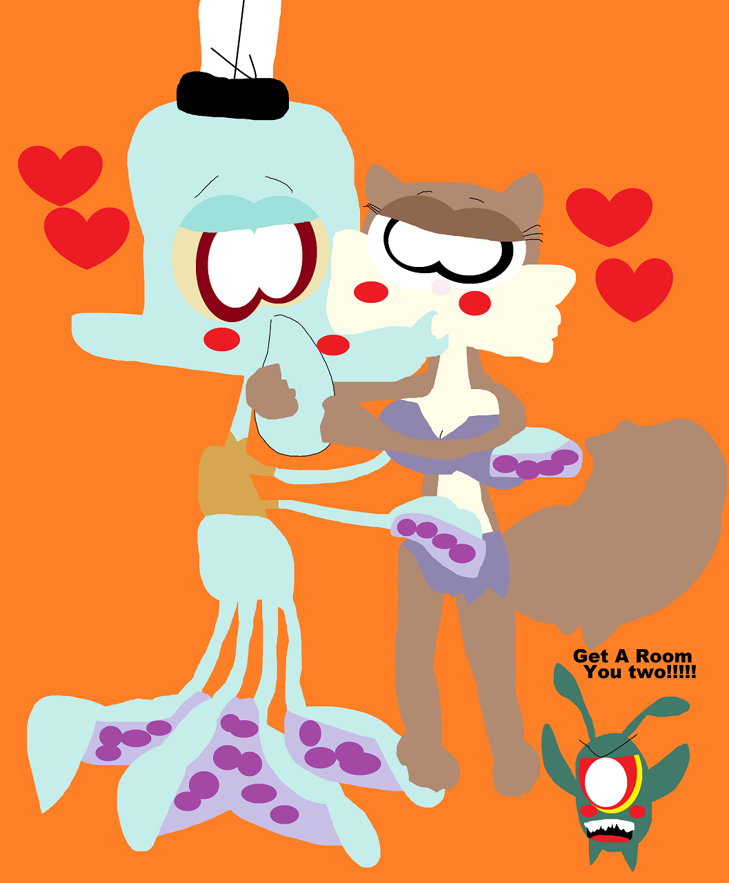 Just Squidward And Sandy Kissing Again Alt by Falconlobo