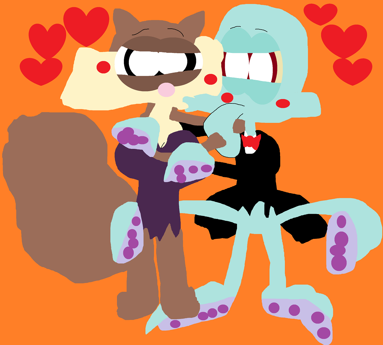 Squidward And Sandy Kissing On A Fancy Date Again by Falconlobo