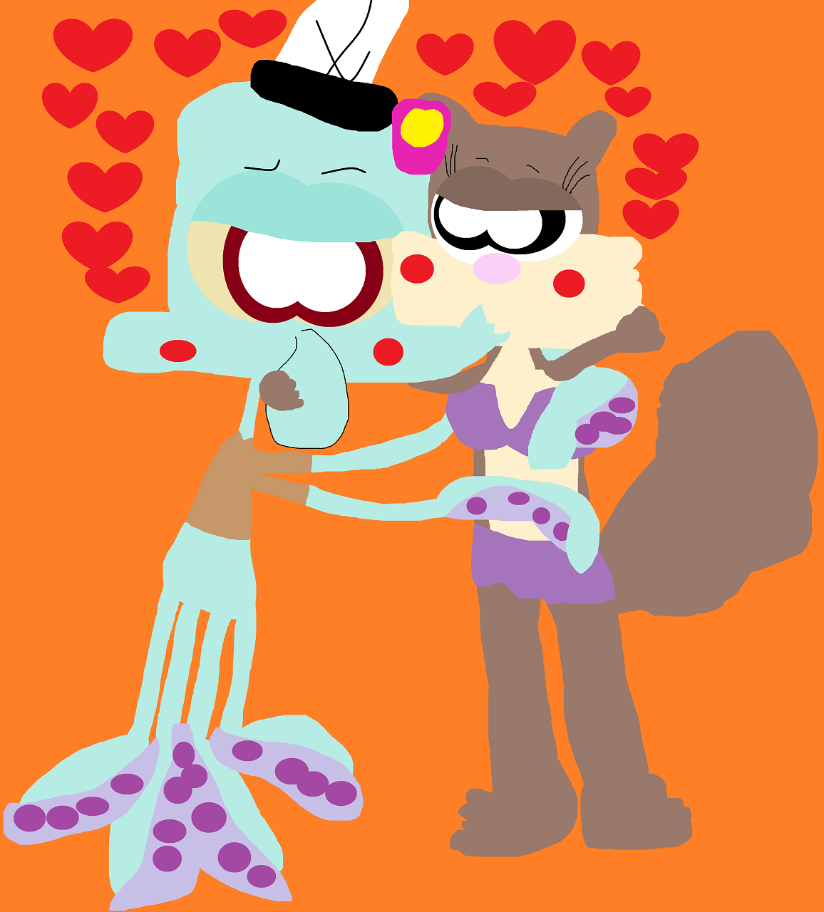 Yet Another Random Squidward And Sandy Kissing by Falconlobo