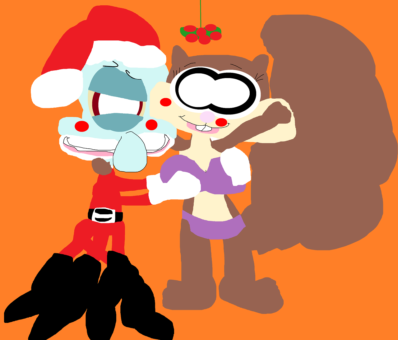 Squidward And Sandy Christmas In July Scene^^ by Falconlobo