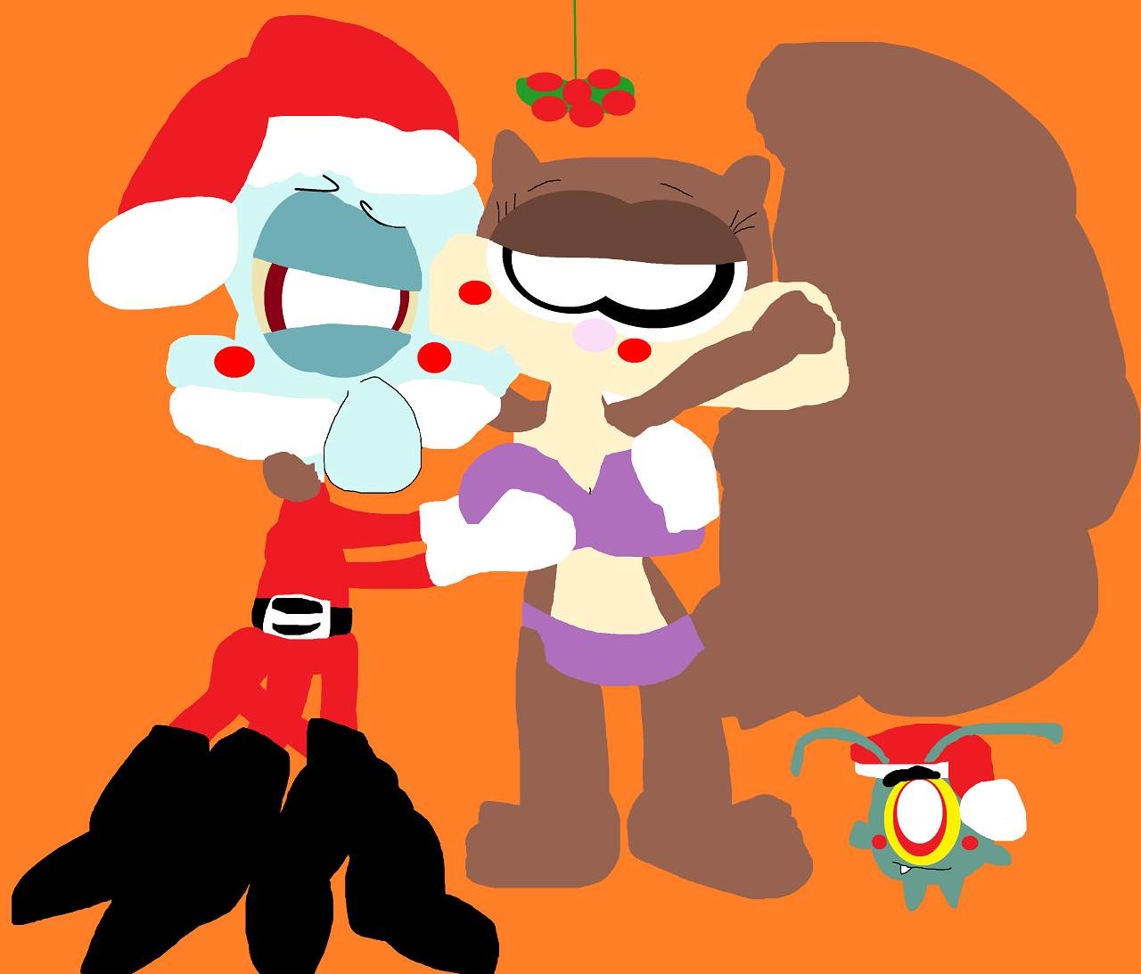Squidward And Sandy Christmas In July Scene 2nd Alt^^ by Falconlobo