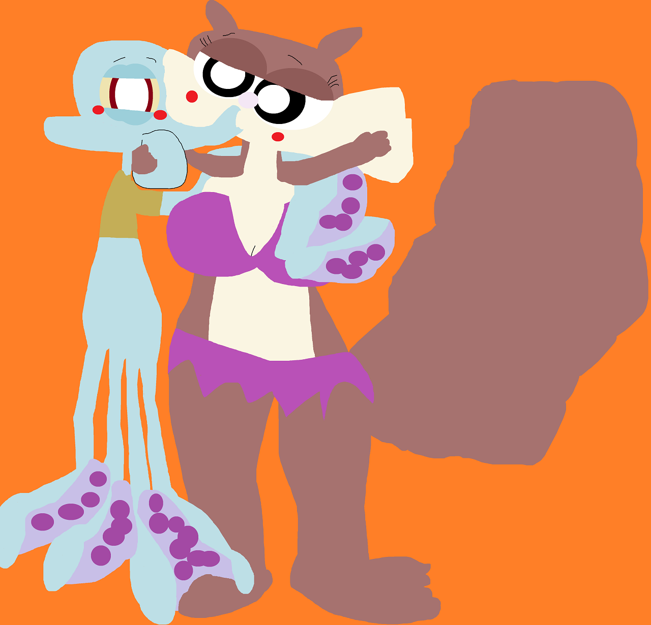 Random Sandy And Squidward Kissing Yet Again by Falconlobo