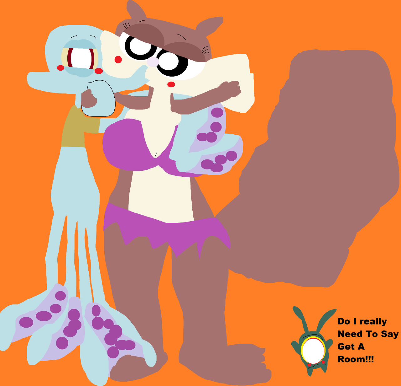 Random Sandy And Squidward Kissing Yet Again Alt by Falconlobo