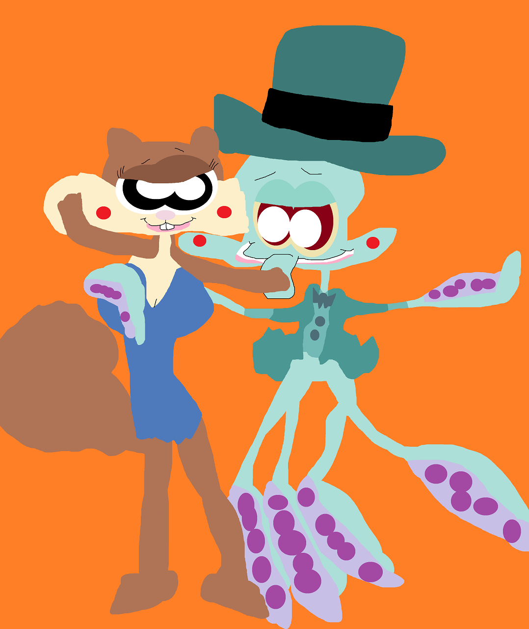 Squidward And Sandy Dancing After The Show Again by Falconlobo