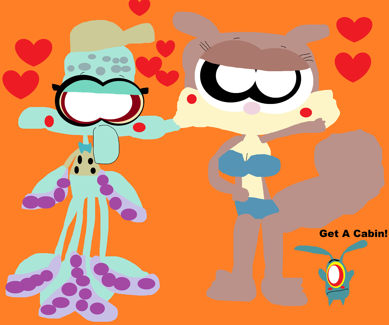 Squidward And Sandy At Camp Much Later Year Alt by Falconlobo