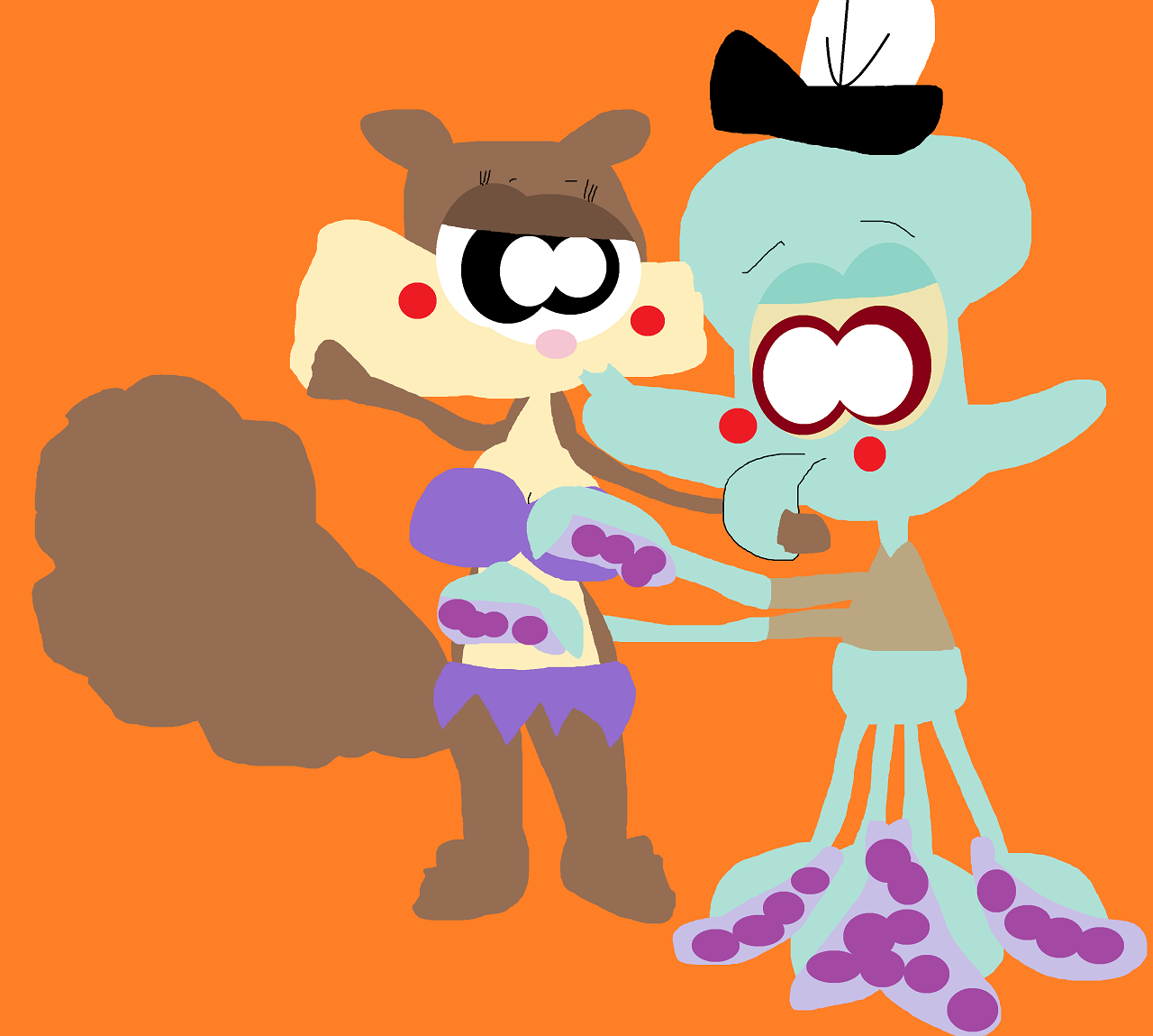 Squidward Being A Frisky Octopus With Sandy Alt by Falconlobo