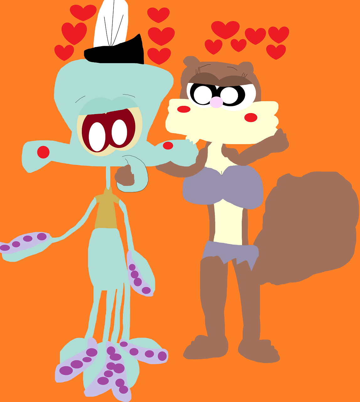 Squidward About To Be Kissed By Sandy Alt by Falconlobo