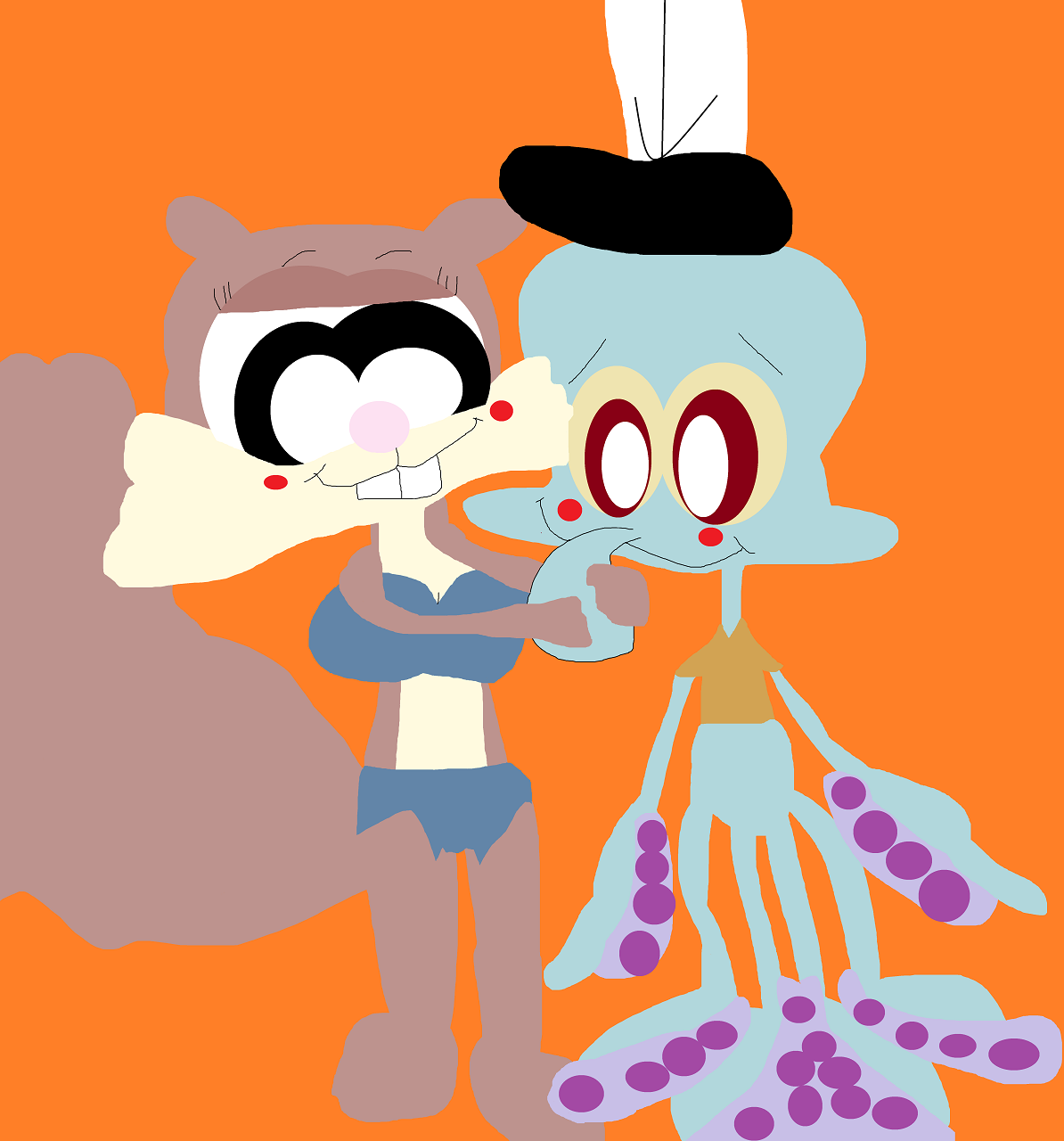 Sandy About To Kiss Squidward by Falconlobo