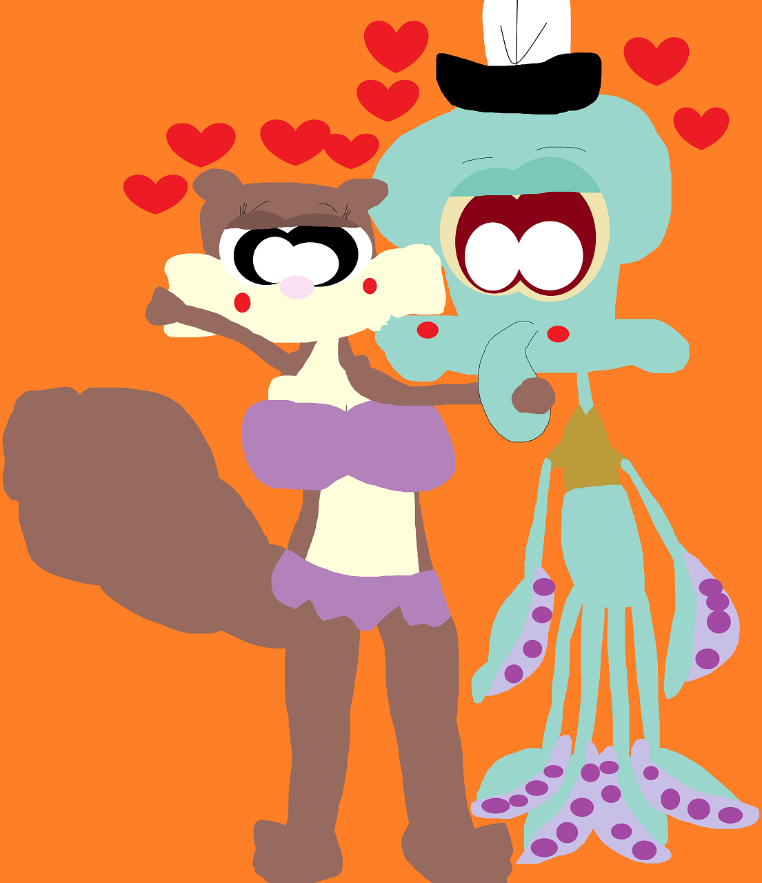 Just A Random Sandy About To Kiss Squidward Alt by Falconlobo