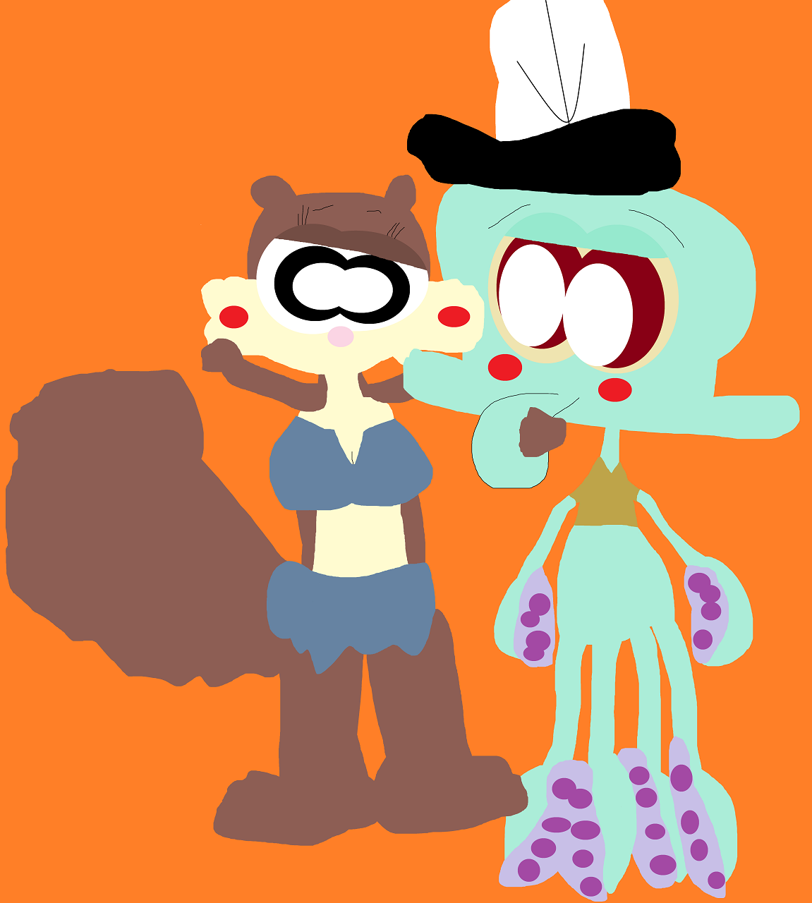 Just Sandy About To Kiss Squidward Alt by Falconlobo