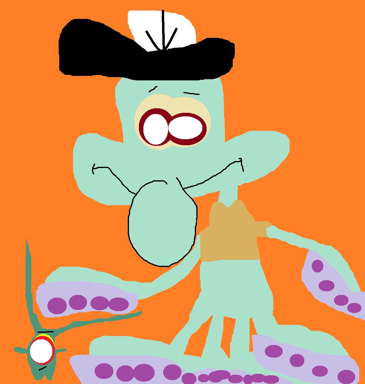 Tiny Squidward And Teeny Plankton by Falconlobo