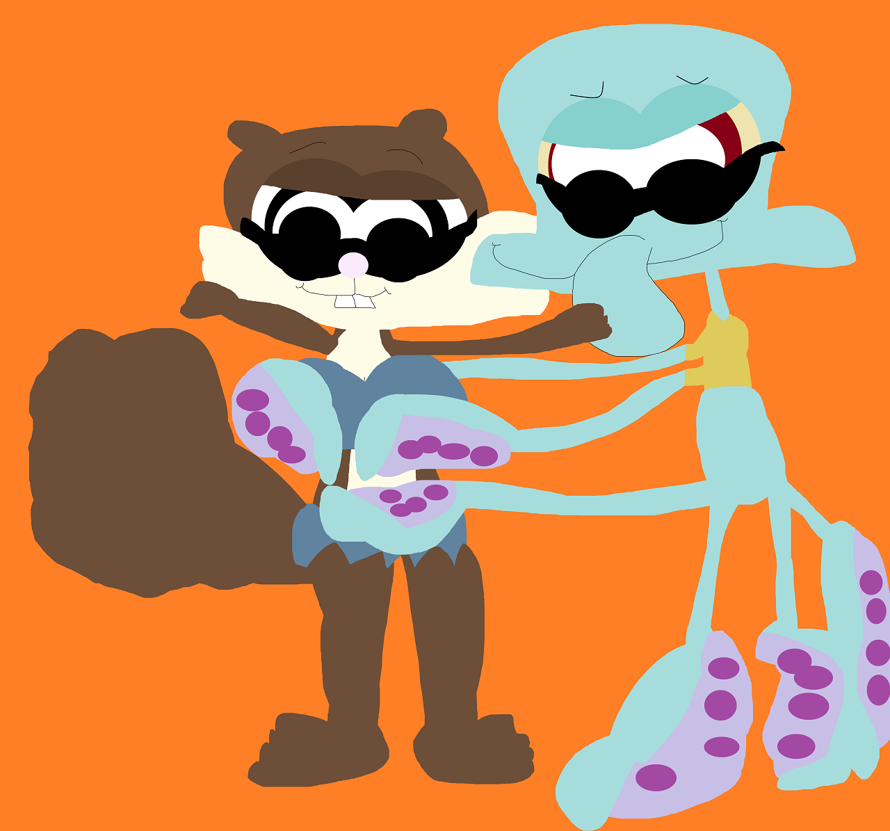 Squidward And Sandy In Shades^^ by Falconlobo