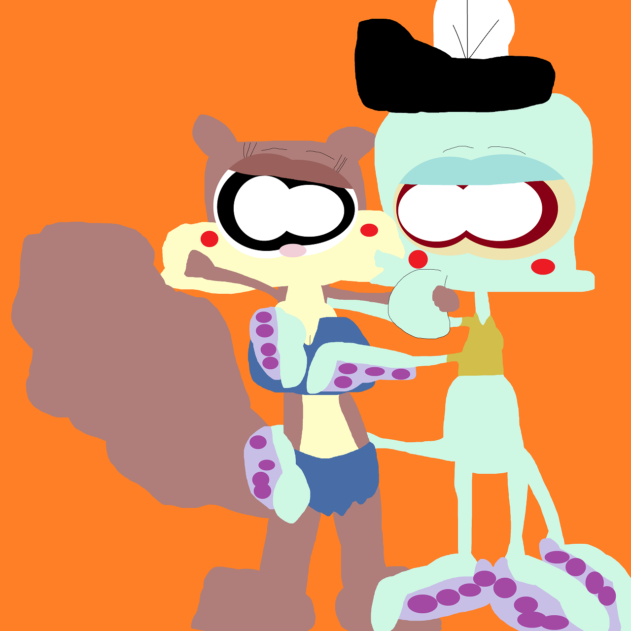 Just Another Random Squidward And Sandy Smooching by Falconlobo