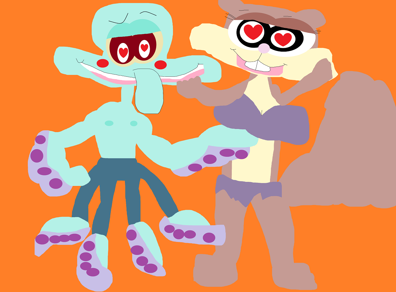Somewhat Squidward In Jeans With Sandy by Falconlobo