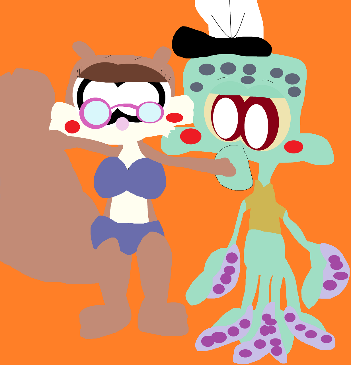 Random Squidward About To Be Kissed By Sandy Alt by Falconlobo