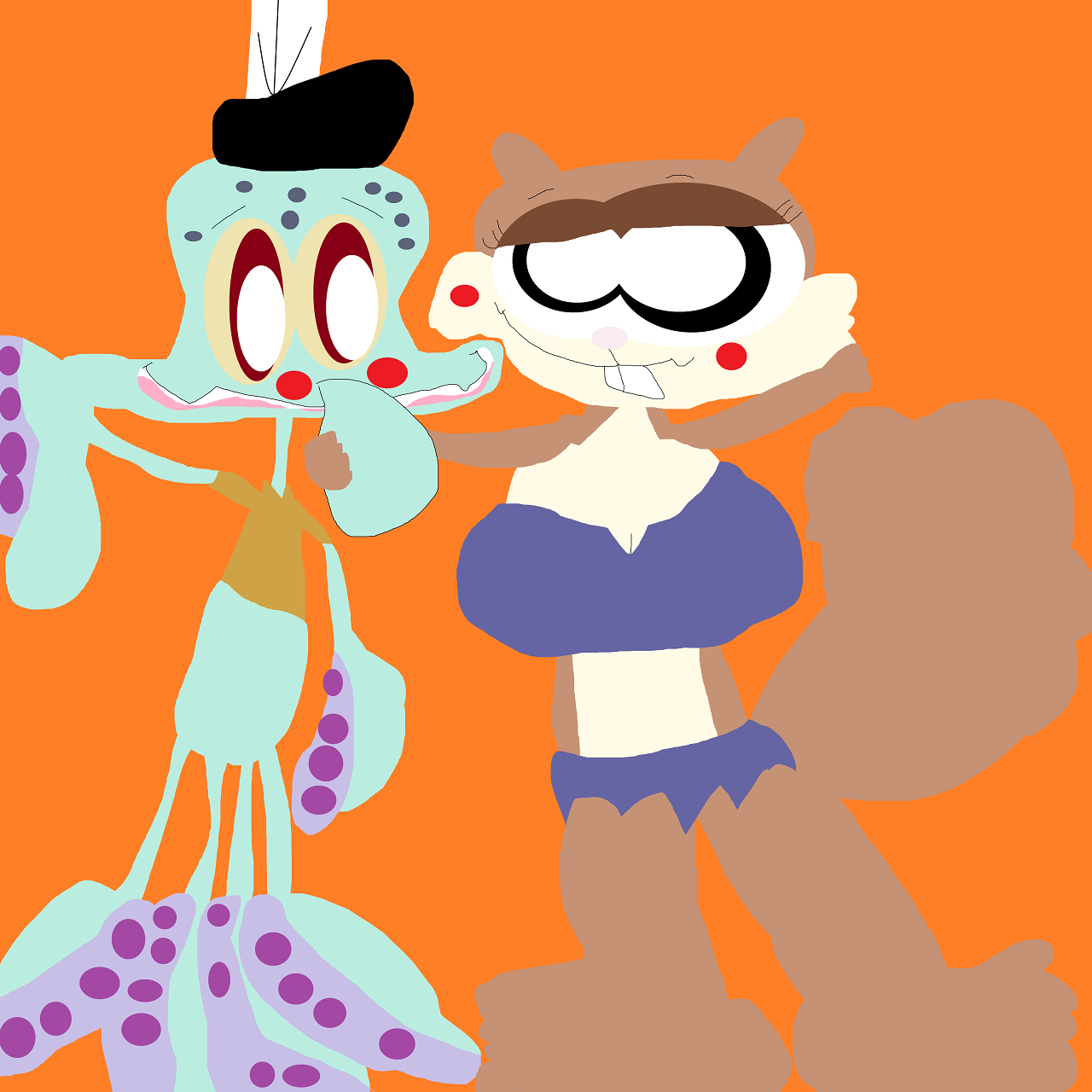 Squidward About To Be Smooched By Sandy by Falconlobo