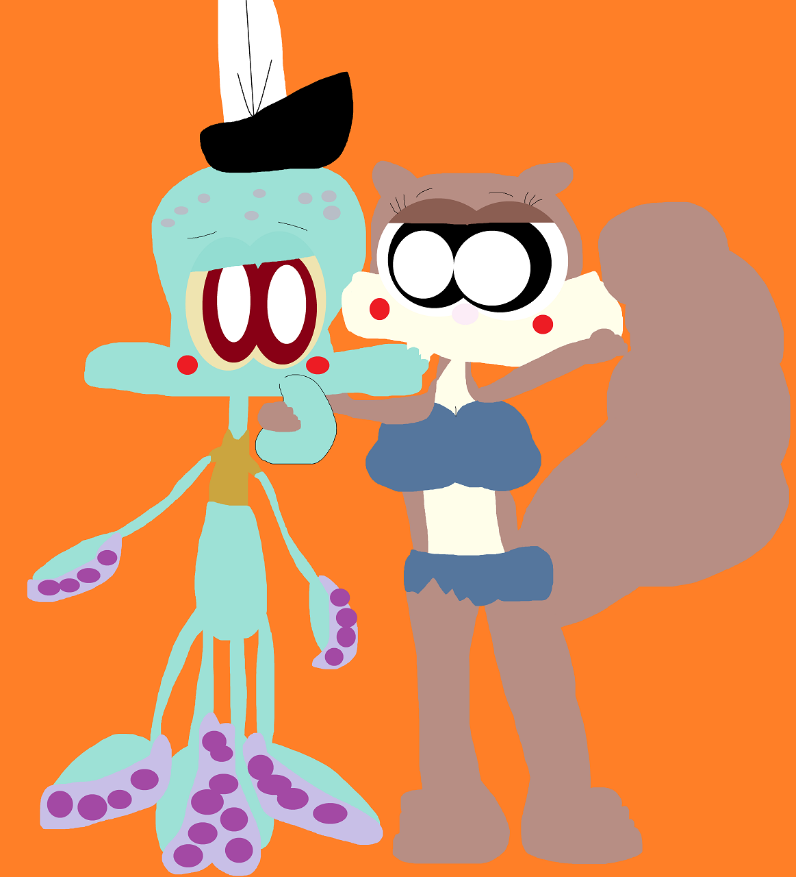Sandy is About To kiss Squidward Again Alt by Falconlobo