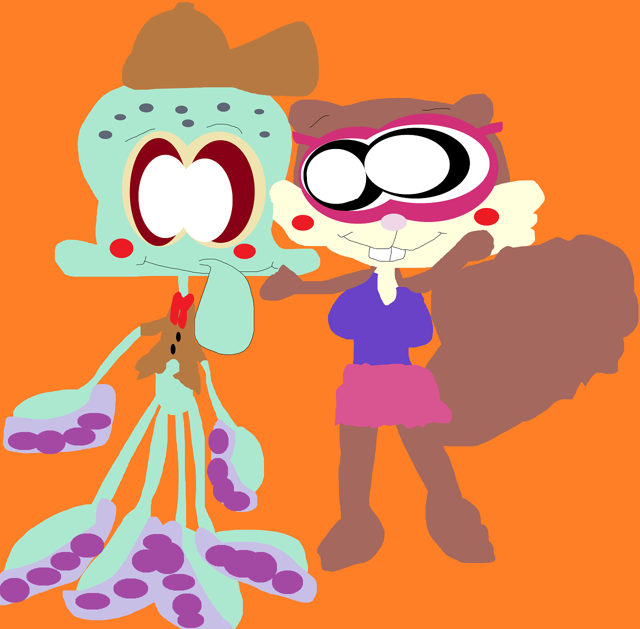 KampKoral Sandy About To kiss Squidward Older Again by Falconlobo