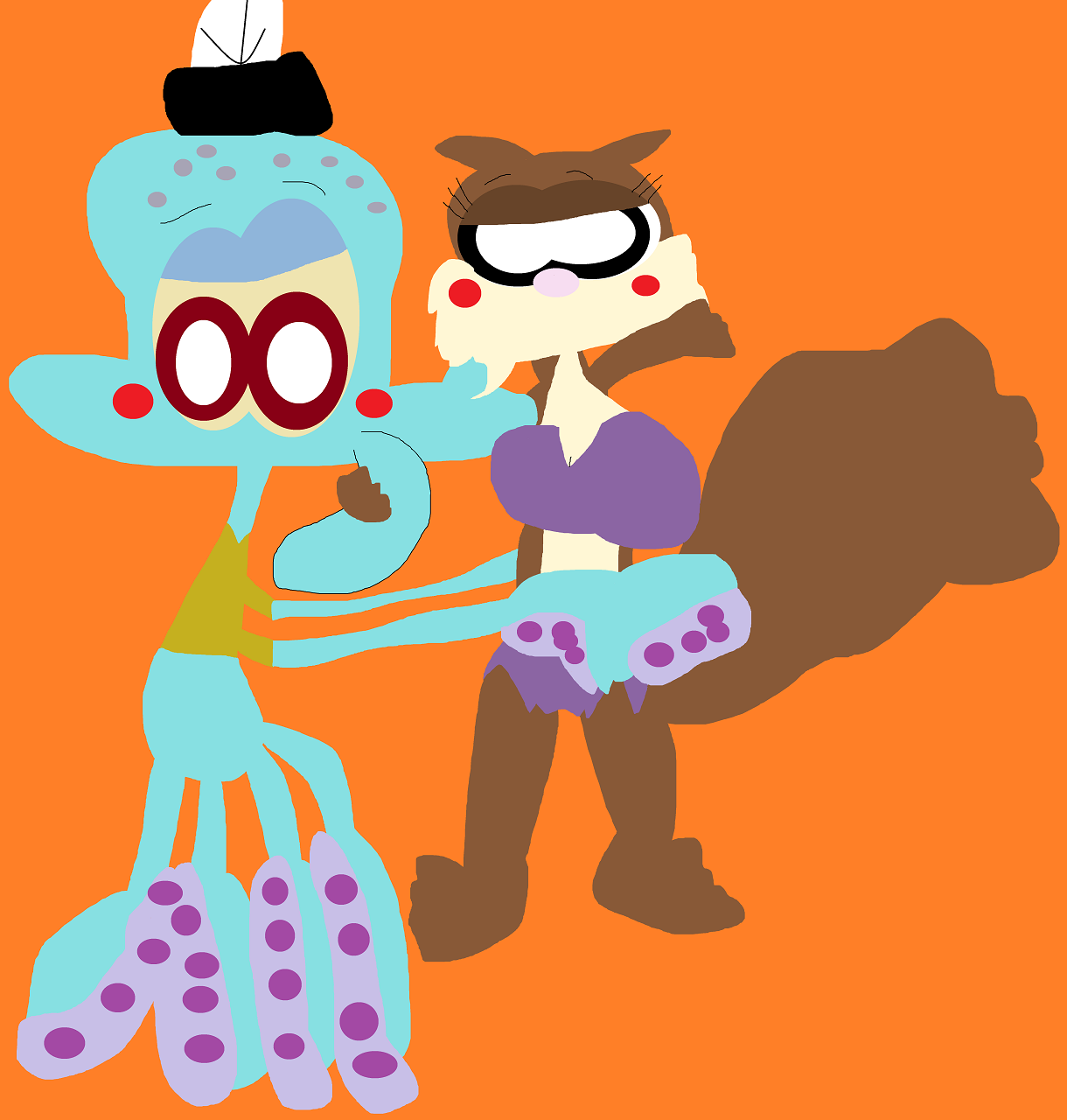 Squidward And Sandy Dancing About To Kiss Alt by Falconlobo