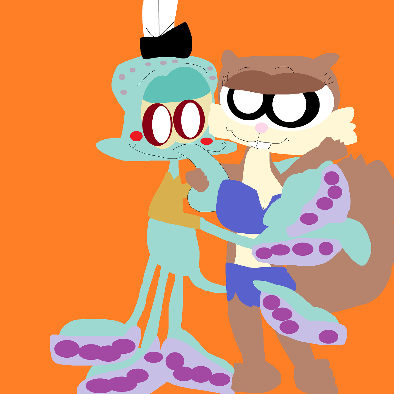 Random Squidward And Sandy Gonna Kiss by Falconlobo