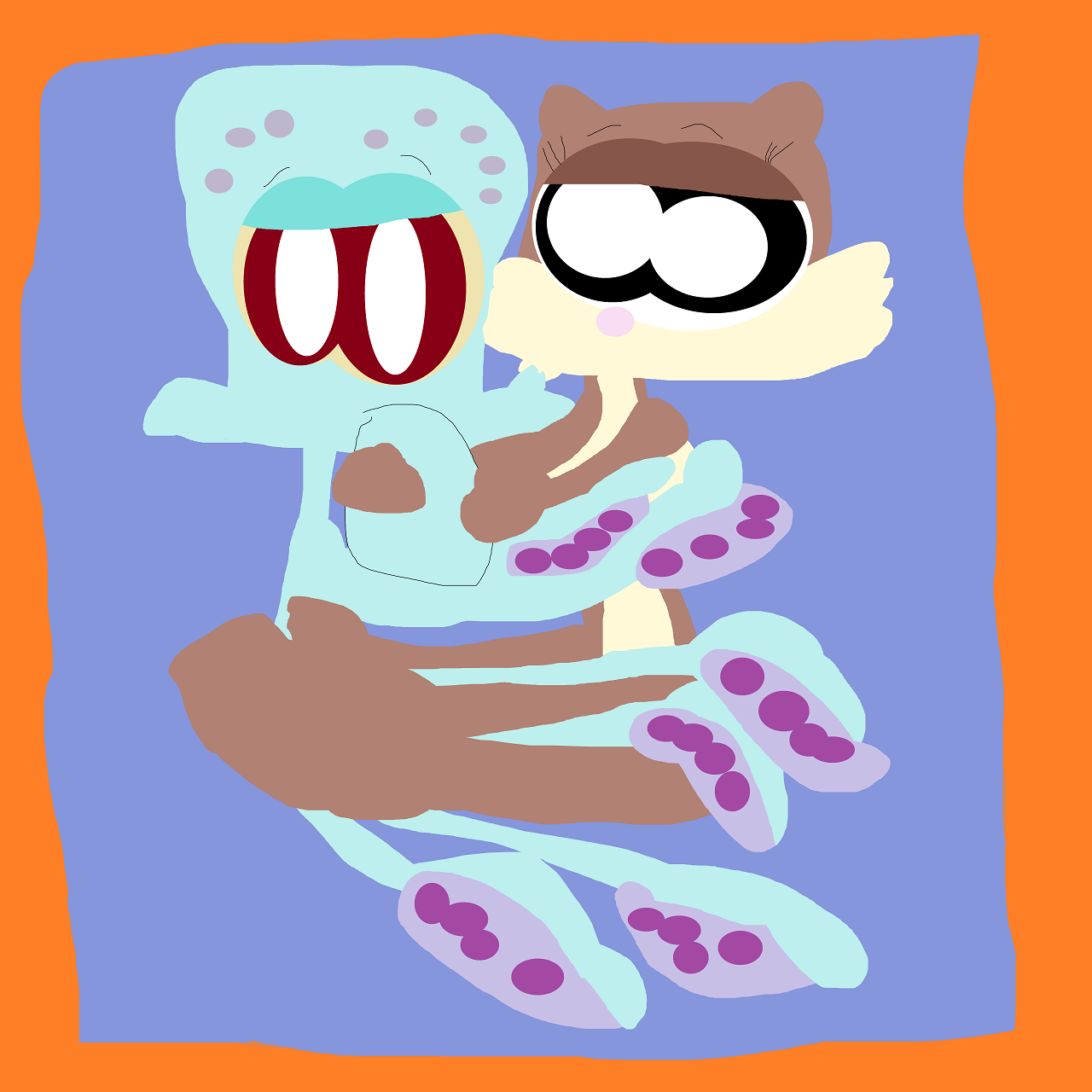 Just A Random Squidward And Sandy In Bed by Falconlobo