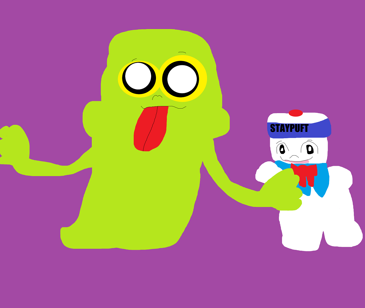Cute Slimer With Staypuft Plushie^^ by Falconlobo